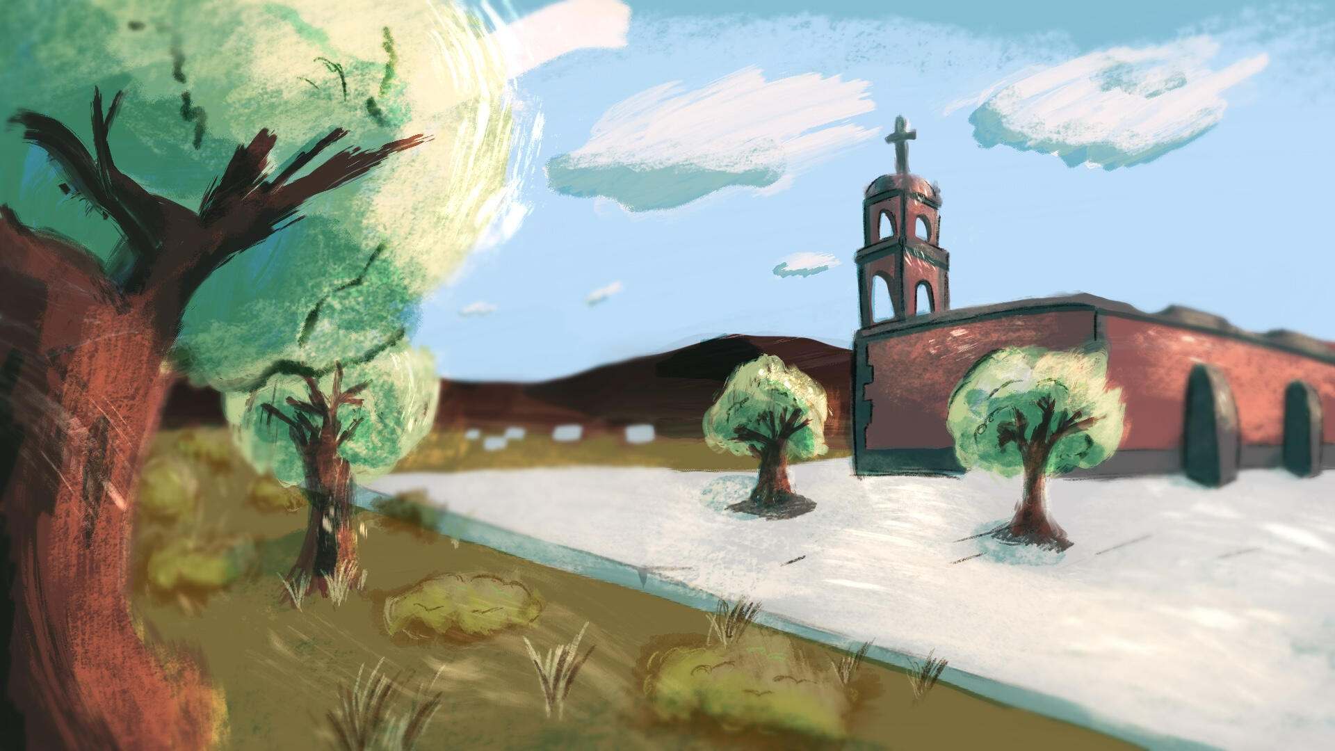 Background created for an educational animated serie as a concept of a metropolitan area
