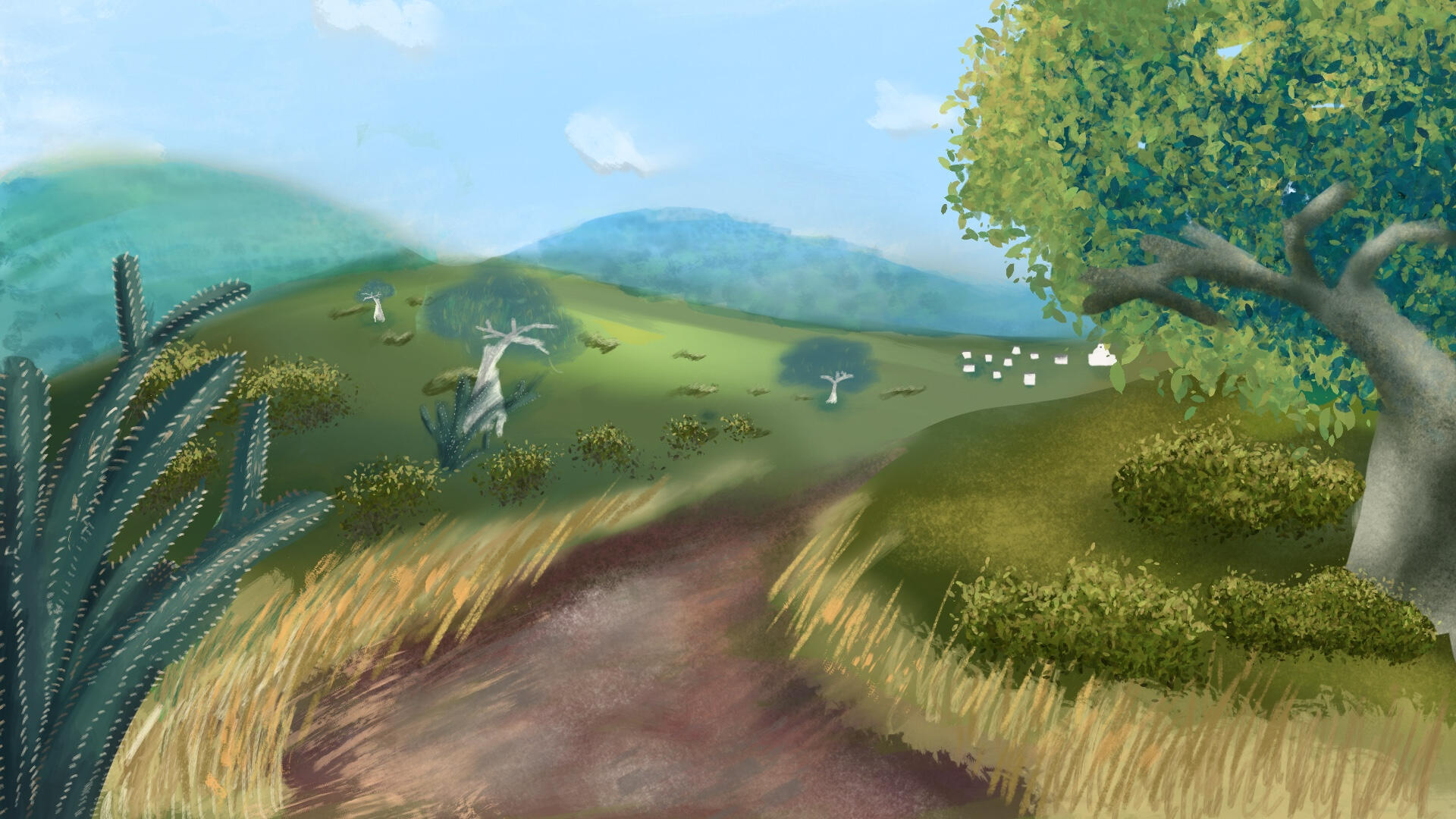 Background created for an educational animated serie as a concept of a metropolitan area